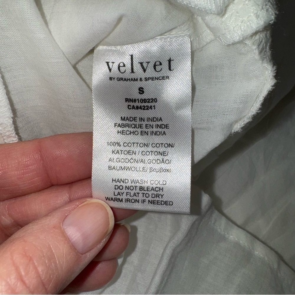 NEW Anthropologie Velvet by Graham and Spencer Madi Top WHITE Peplum Cotton - Picture 15 of 16